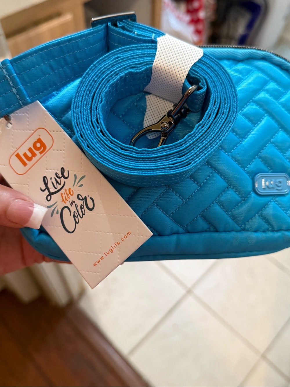 lug Quilted Crossbody Bag in Vibrant Teal Blue